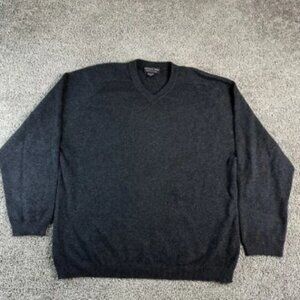 Grayson & Dunn Cashmere Sweater Mens M Charcoal Gray Knit 2-Ply Long Sleeve